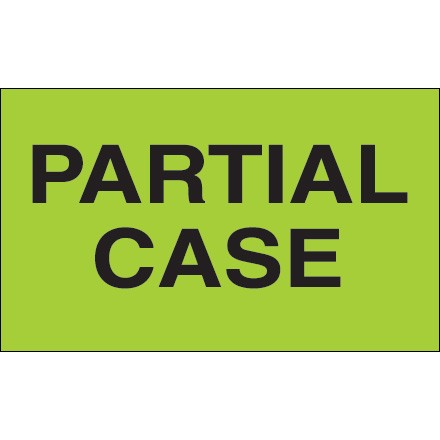 3" x 5" - "Partial Case" (Fluorescent Green) Labels