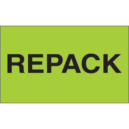 3" x 5" - "Repack" (Fluorescent Green) Labels