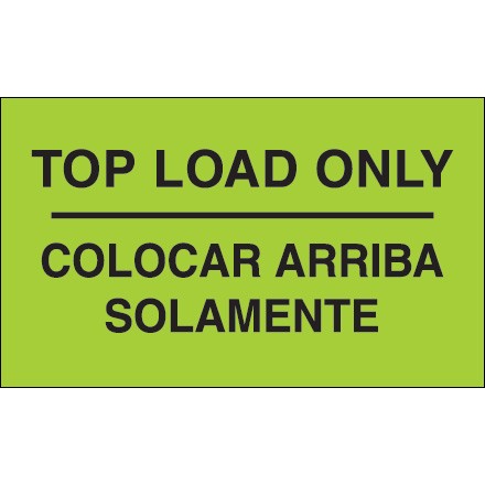 3" x 5" - "Colocar Arriba Solamente" (Fluorescent Green) Bilingual Labels