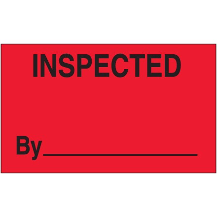 3" x 5" - "Inspected By" (Fluorescent Red) Labels