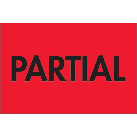 2" x 3" - "Partial" (Fluorescent Red) Labels