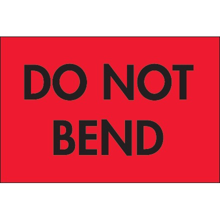 2" x 3" - "Do Not Bend" (Fluorescent Red) Labels