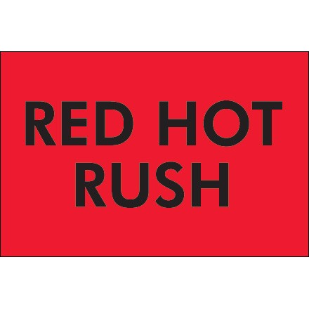 2" x 3" - "Red Hot Rush" (Fluorescent Red) Labels