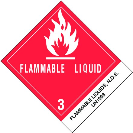 4" x 4 3/4" - "Flammable Liquids, N.O.S." Labels