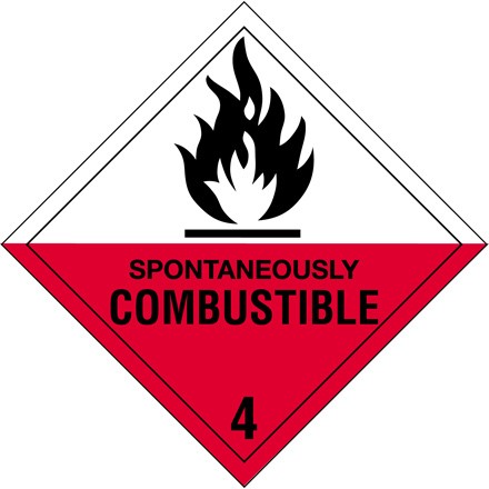 4" x 4" - "Spontaneously Combustible - 4" Labels