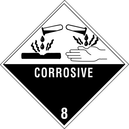4" x 4" - "Corrosive - 8" Labels