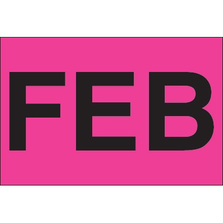2" x 3" - "FEB" (Fluorescent Pink) Months of the Year Labels