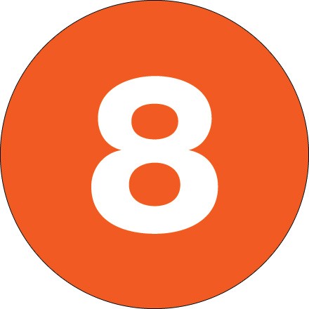 2" Circle - "8" (Orange) Number Labels