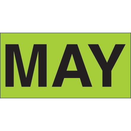 3" x 6" - "MAY" (Fluorescent Green) Months of the Year Labels