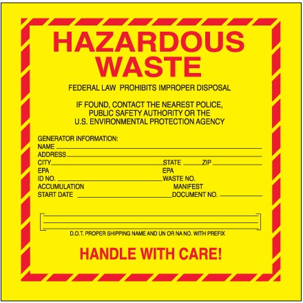 6" x 6" - "Hazardous Waste - Standard" Labels