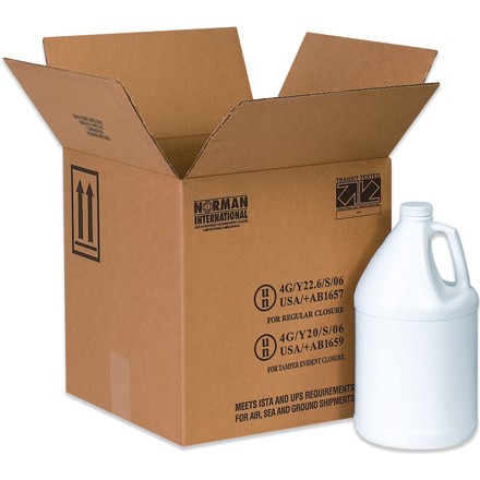 12 1/16" x 12 1/16" x 12 3/4" 4 - 1 Gallon Plastic Jug Haz Mat Boxes