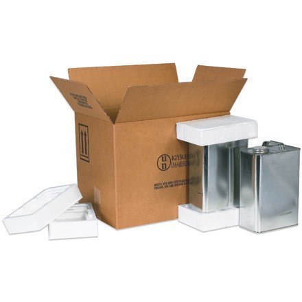 16 3/8" x 11 3/8" x 12 3/8" 4 - 1 Gallon F-Style Shipper Kit