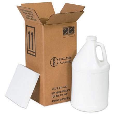 6" x 6" x 12 3/4" 1 - 1 Gallon Plastic Jug Shipper Kit