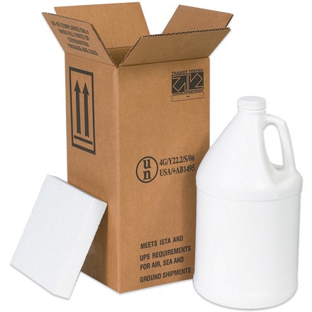 12 1/16" x 12 1/16" x 12 3/4" 4 - 1 Gallon Plastic Jug Shipper Kit