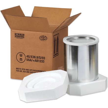 8 1/2" x 8 1/2" x 9 5/16" 1 - 1 Gallon Foam Haz Mat Shipper Kit