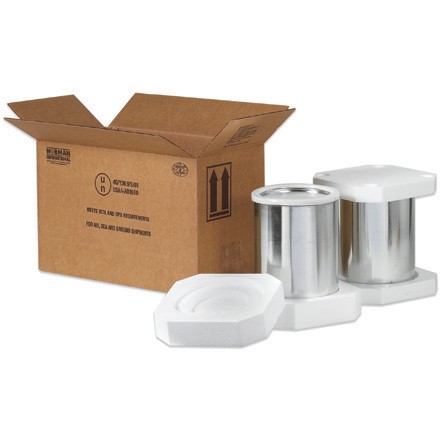 17" x 8 1/2" x 9 5/16" 2 - 1 Gallon Foam Haz Mat Shipper Kit