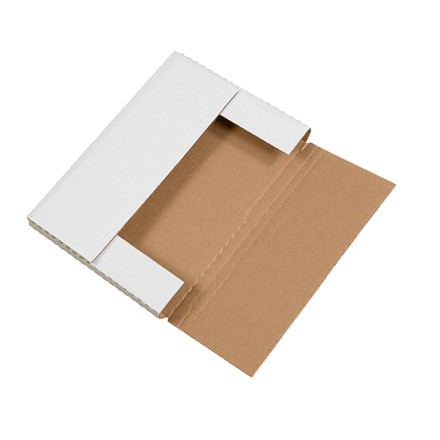 12 1/8" x 9 1/8" x 1" White Easy-Fold Mailers