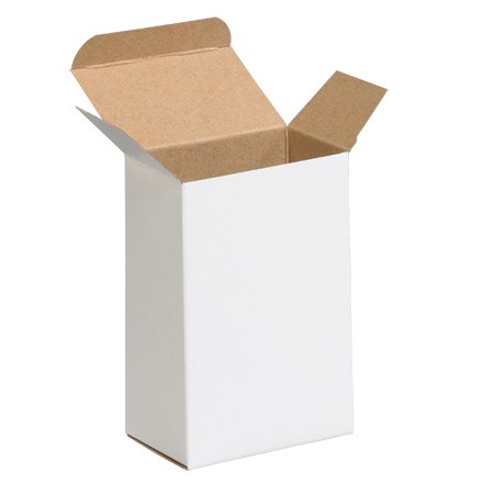 4" x 2 1/2" x 6" White Reverse Tuck Folding Cartons