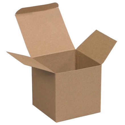 4" x 4" x 4" Kraft Reverse Tuck Folding Cartons
