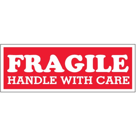 1 1/2" x 4" - "Fragile - Handle With Care" Labels