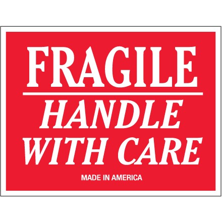 3" x 5" - "Fragile - Handle With Care" Labels