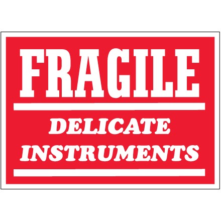 3" x 5" - "Fragile - Delicate Instruments" Labels