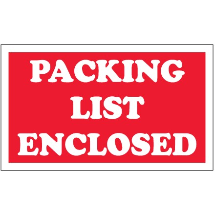 3" x 5" - "Packing List Enclosed" Labels