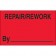 1 1/4" x 2" - "Repair/Rework By" (Fluorescent Red) Labels