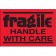 2" x 3" - "Fragile - Handle With Care" (Fluorescent Red) Labels