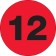 2" Circle - "12" (Fluorescent Red) Number Labels